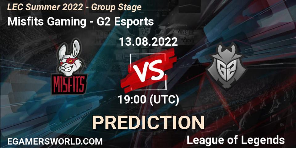Misfits Gaming - G2 Esports: прогноз. 13.08.22, LoL, LEC Summer 2022 - Group Stage