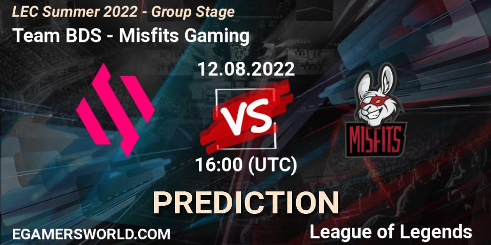 Team BDS - Misfits Gaming: прогноз. 12.08.22, LoL, LEC Summer 2022 - Group Stage