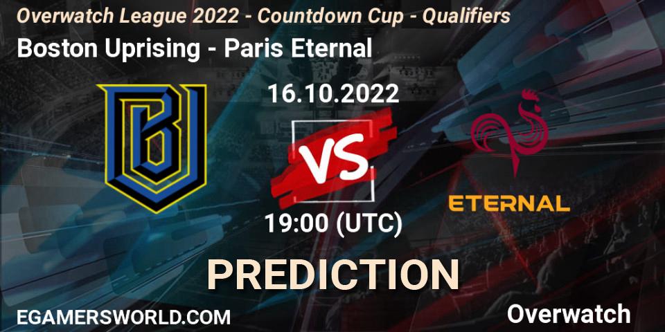 Boston Uprising - Paris Eternal: прогноз. 16.10.22, Overwatch, Overwatch League 2022 - Countdown Cup - Qualifiers