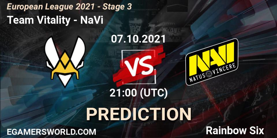 Team Vitality - NaVi: прогноз. 07.10.21, Rainbow Six, European League 2021 - Stage 3