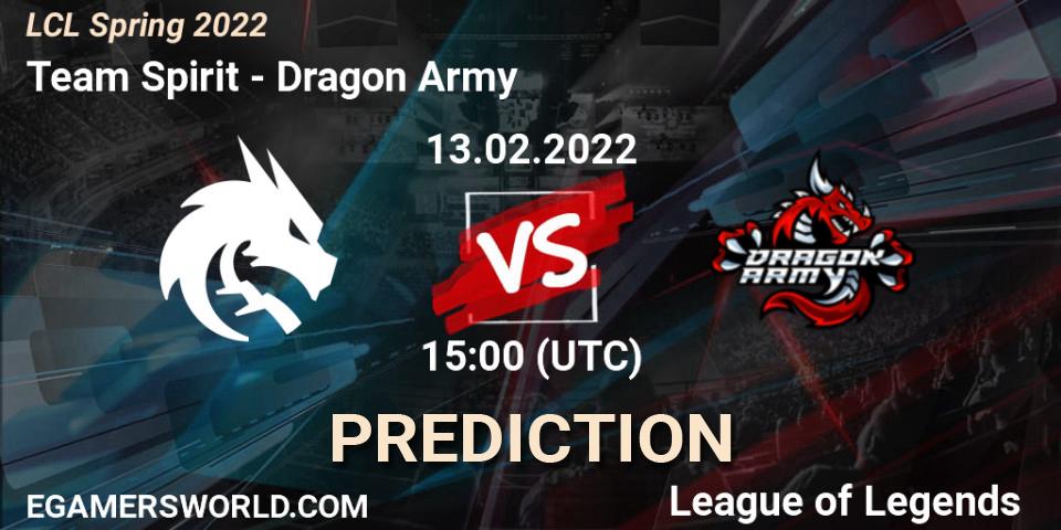 Team Spirit - Dragon Army: прогноз. 13.02.22, LoL, LCL Spring 2022