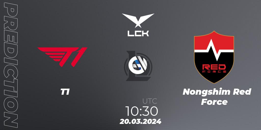 T1 - Nongshim Red Force: прогноз. 20.03.24, LoL, LCK Spring 2024 - Group Stage