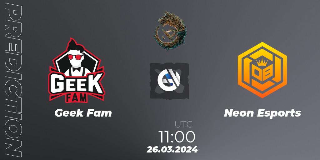 Geek Fam - Neon Esports: прогноз. 26.03.24, Dota 2, PGL Wallachia Season 1: Southeast Asia Closed Qualifier