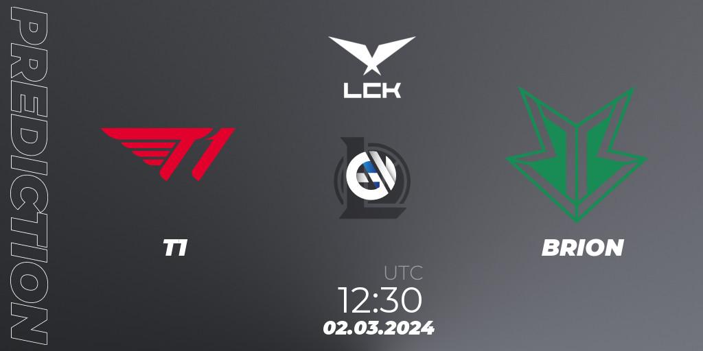 T1 - BRION: прогноз. 02.03.24, LoL, LCK Spring 2024 - Group Stage