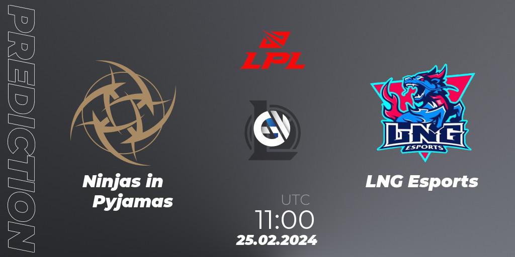 Ninjas in Pyjamas - LNG Esports: прогноз. 25.02.24, LoL, LPL Spring 2024 - Group Stage