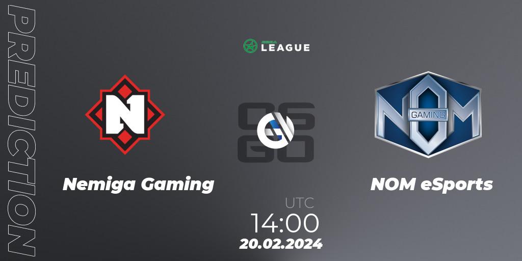 Nemiga Gaming - NOM eSports: прогноз. 20.02.24, CS2 (CS:GO), ESEA Season 48: Advanced Division - Europe