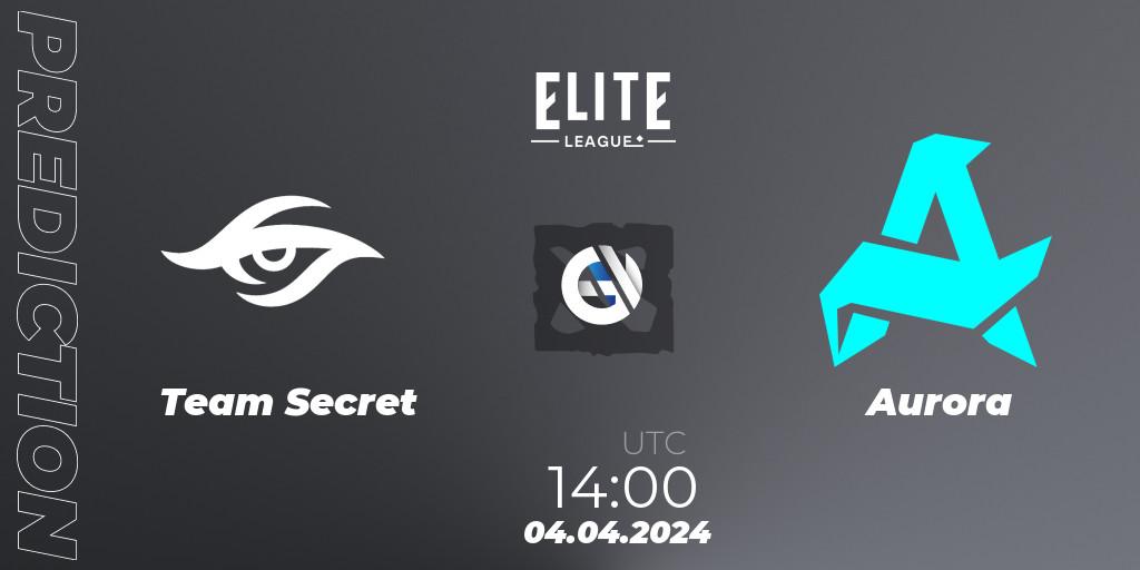 Team Secret - Aurora: прогноз. 04.04.24, Dota 2, Elite League: Swiss Stage