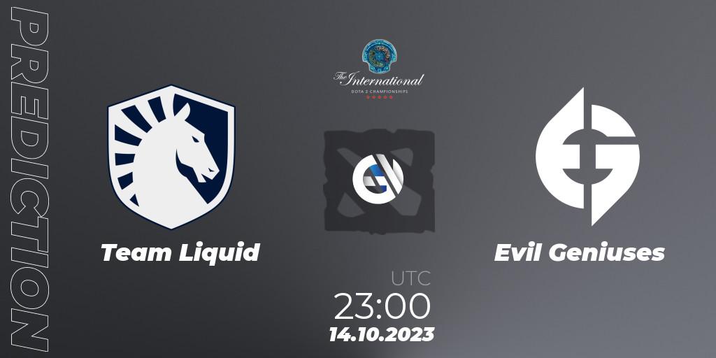 Team Liquid - Evil Geniuses: прогноз. 14.10.23, Dota 2, The International 2023 - Group Stage