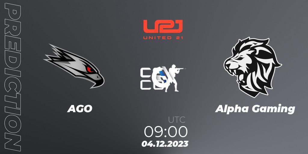 AGO - Alpha Gaming: прогноз. 04.12.23, CS2 (CS:GO), United21 Season 9