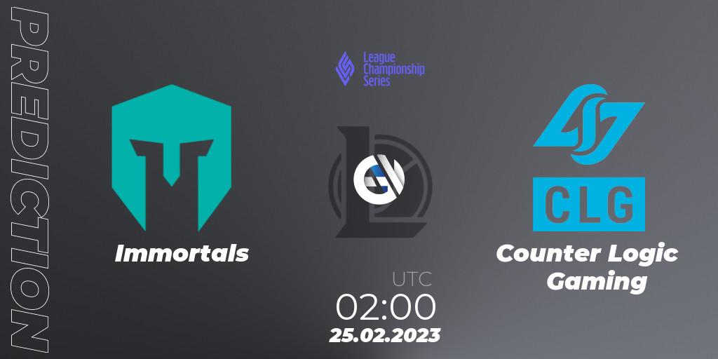 Immortals - Counter Logic Gaming: прогноз. 25.02.23, LoL, LCS Spring 2023 - Group Stage