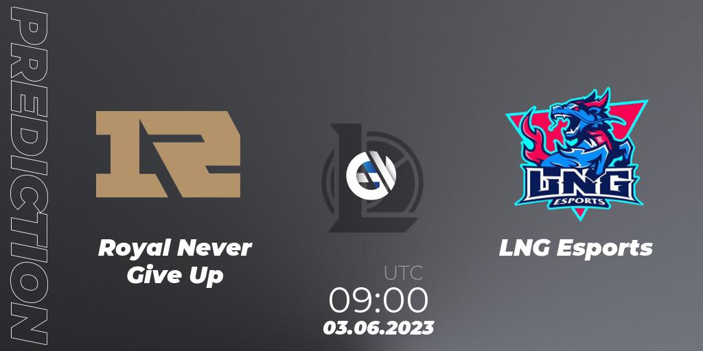 Royal Never Give Up - LNG Esports: прогноз. 03.06.23, LoL, LPL Summer 2023 Regular Season