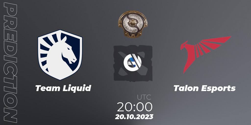 Team Liquid - Talon Esports: прогноз. 20.10.23, Dota 2, The International 2023
