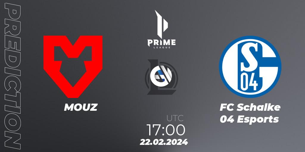 MOUZ - FC Schalke 04 Esports: прогноз. 22.02.24, LoL, Prime League Spring 2024 - Group Stage