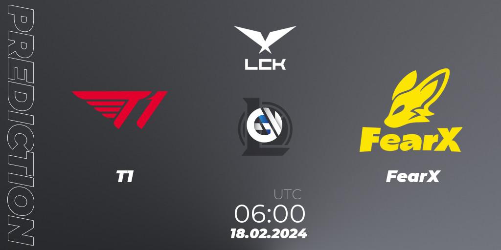 T1 - FearX: прогноз. 18.02.24, LoL, LCK Spring 2024 - Group Stage