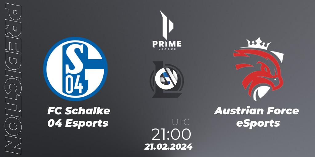 FC Schalke 04 Esports - Austrian Force eSports: прогноз. 21.02.24, LoL, Prime League Spring 2024 - Group Stage