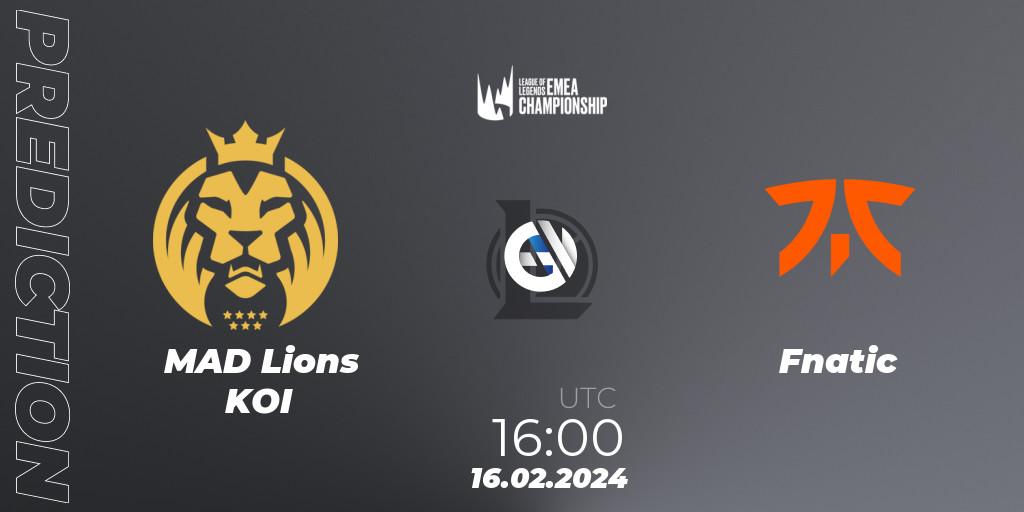 MAD Lions KOI - Fnatic: прогноз. 16.02.24, LoL, LEC Winter 2024 - Playoffs