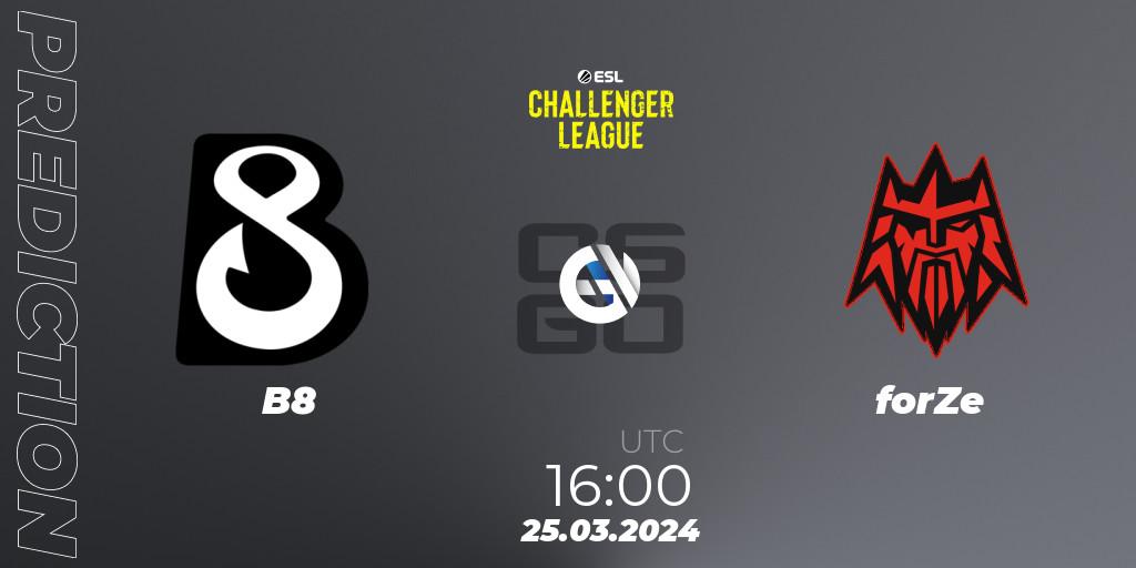 B8 - forZe: прогноз. 25.03.24, CS2 (CS:GO), ESL Challenger League Season 47: Europe