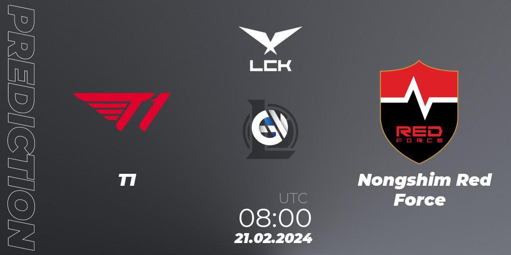 T1 - Nongshim Red Force: прогноз. 21.02.24, LoL, LCK Spring 2024 - Group Stage