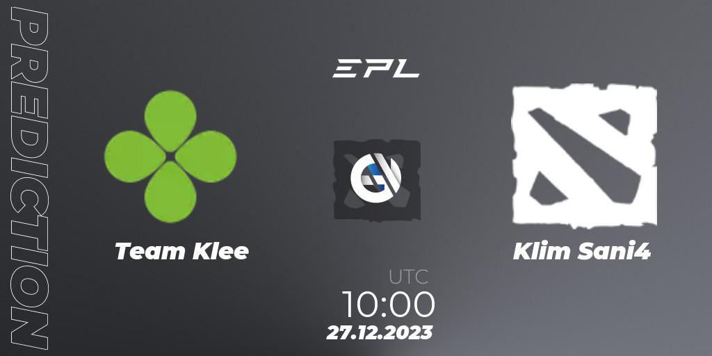 Team Klee - Klim Sani4: прогноз. 27.12.23, Dota 2, European Pro League Season 15