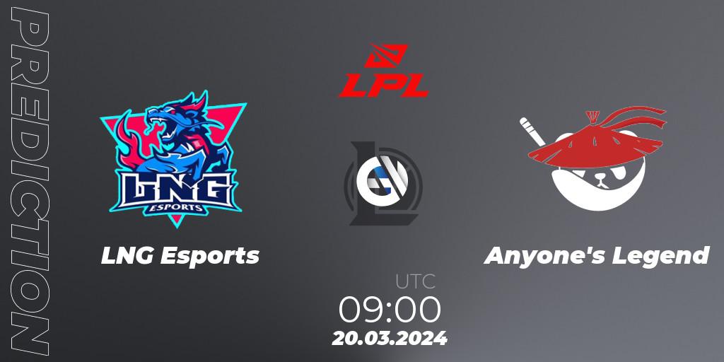 LNG Esports - Anyone's Legend: прогноз. 20.03.24, LoL, LPL Spring 2024 - Group Stage