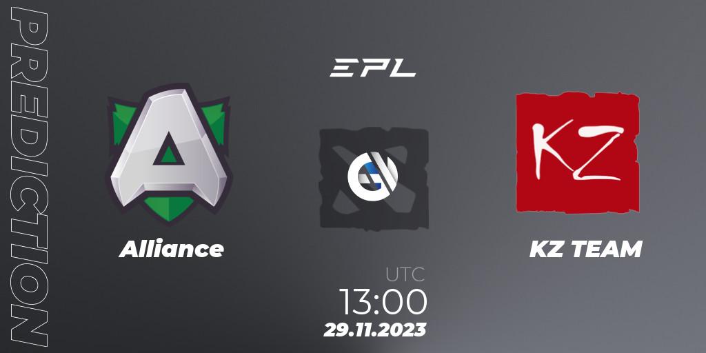 Alliance - KZ TEAM: прогноз. 29.11.23, Dota 2, European Pro League Season 14