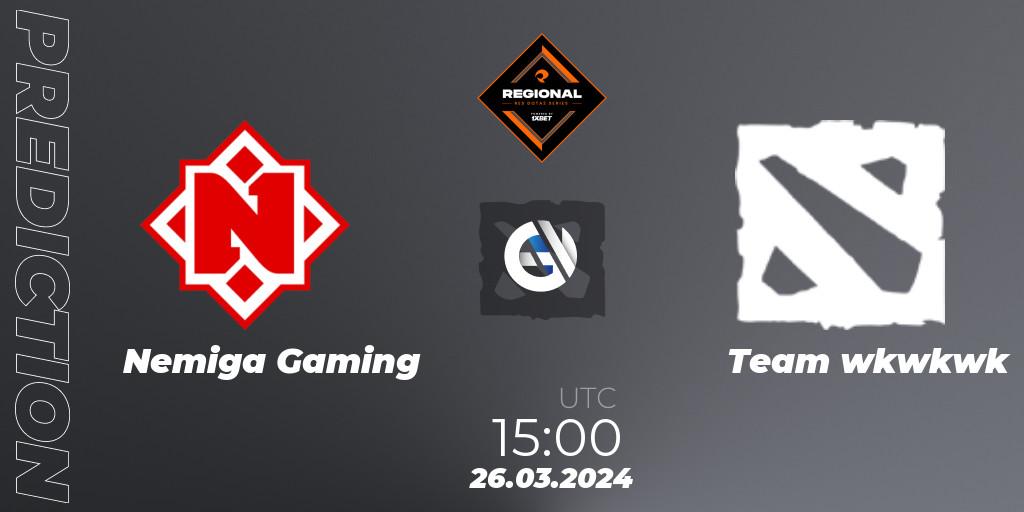 Nemiga Gaming - Team wkwkwk: прогноз. 26.03.24, Dota 2, RES Regional Series: EU #1