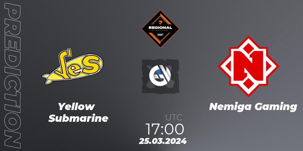 Yellow Submarine - Nemiga Gaming: прогноз. 25.03.24, Dota 2, RES Regional Series: EU #1