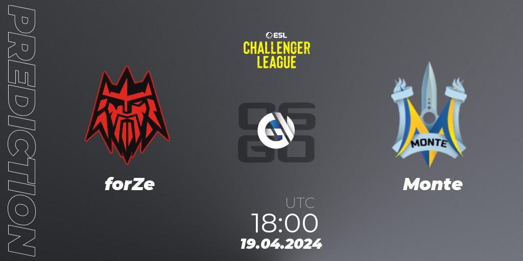 forZe - Monte: прогноз. 19.04.24, CS2 (CS:GO), ESL Challenger League Season 47: Europe