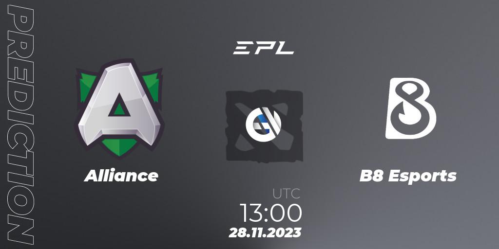 Alliance - B8 Esports: прогноз. 28.11.23, Dota 2, European Pro League Season 14