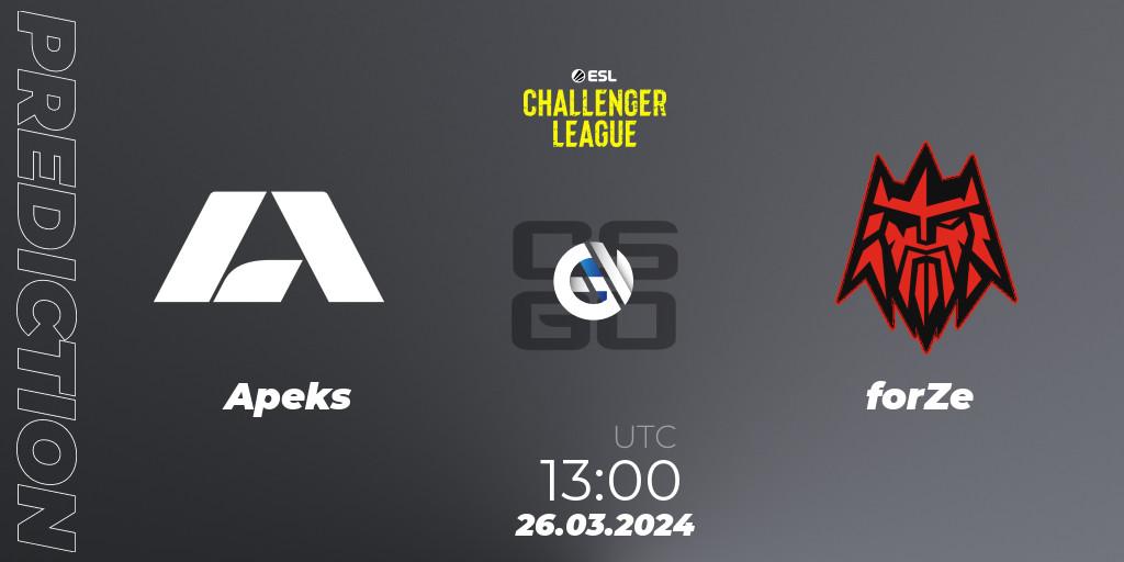 Apeks - forZe: прогноз. 26.03.24, CS2 (CS:GO), ESL Challenger League Season 47: Europe