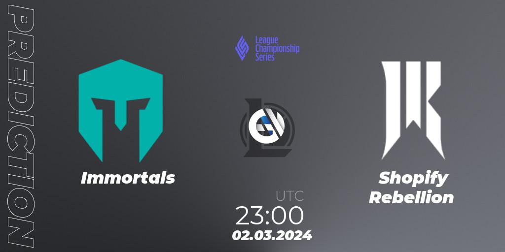 Immortals - Shopify Rebellion: прогноз. 03.03.24, LoL, LCS Spring 2024 - Group Stage