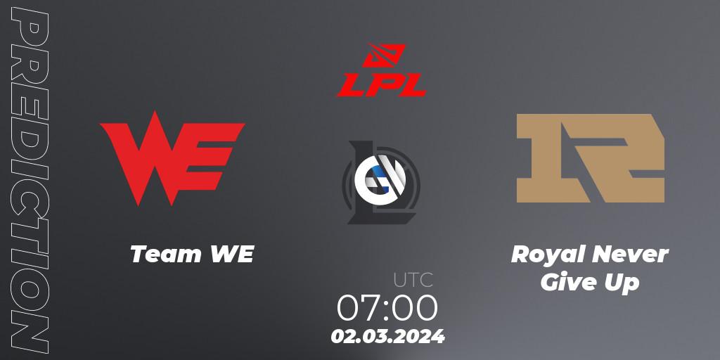 Team WE - Royal Never Give Up: прогноз. 02.03.24, LoL, LPL Spring 2024 - Group Stage