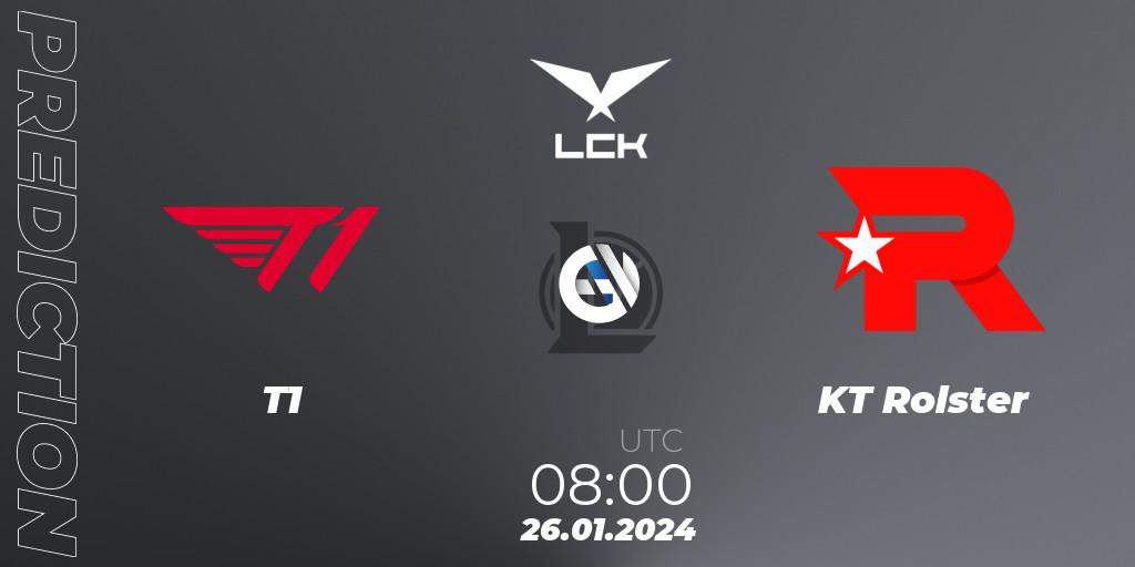 T1 - KT Rolster: прогноз. 26.01.24, LoL, LCK Spring 2024 - Group Stage