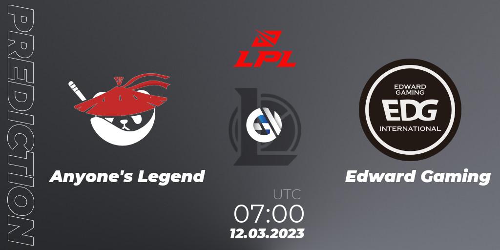 Anyone's Legend - Edward Gaming: прогноз. 12.03.23, LoL, LPL Spring 2023 - Group Stage