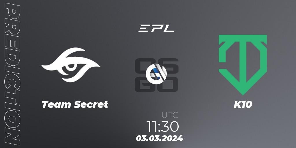 Team Secret - K10: прогноз. 04.03.24, CS2 (CS:GO), European Pro League Season 14