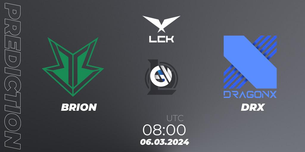 BRION - DRX: прогноз. 06.03.24, LoL, LCK Spring 2024 - Group Stage