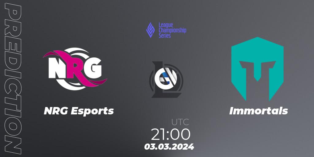 NRG Esports - Immortals: прогноз. 03.03.24, LoL, LCS Spring 2024 - Group Stage